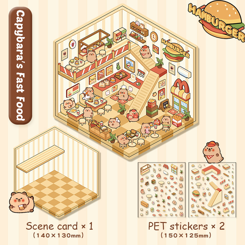 Cute Animals Shop 1.0 DIY 3D Scene Stickers — 4 Cute Miniature Animal Shops