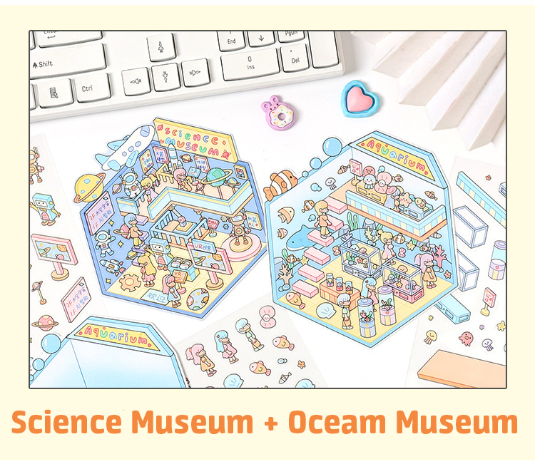 Popular Venues DIY 3D Sticker Collection — 8 Cute Miniature Scenes