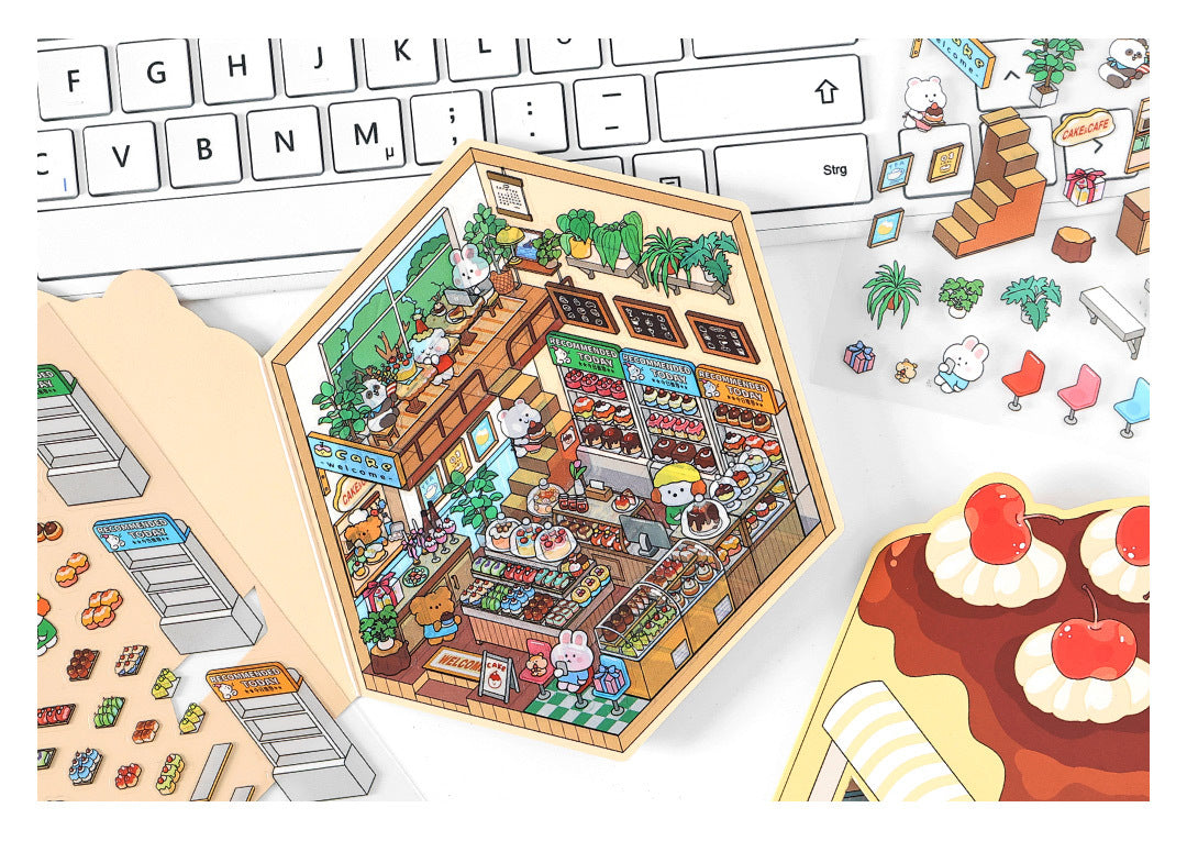Fun Dessert House DIY 3D Scene Stickers — 3 Cute Miniature Dessert Themes