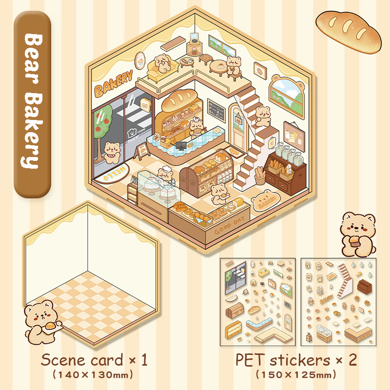 Cute Animals Shop 1.0 DIY 3D Scene Stickers — 4 Cute Miniature Animal Shops