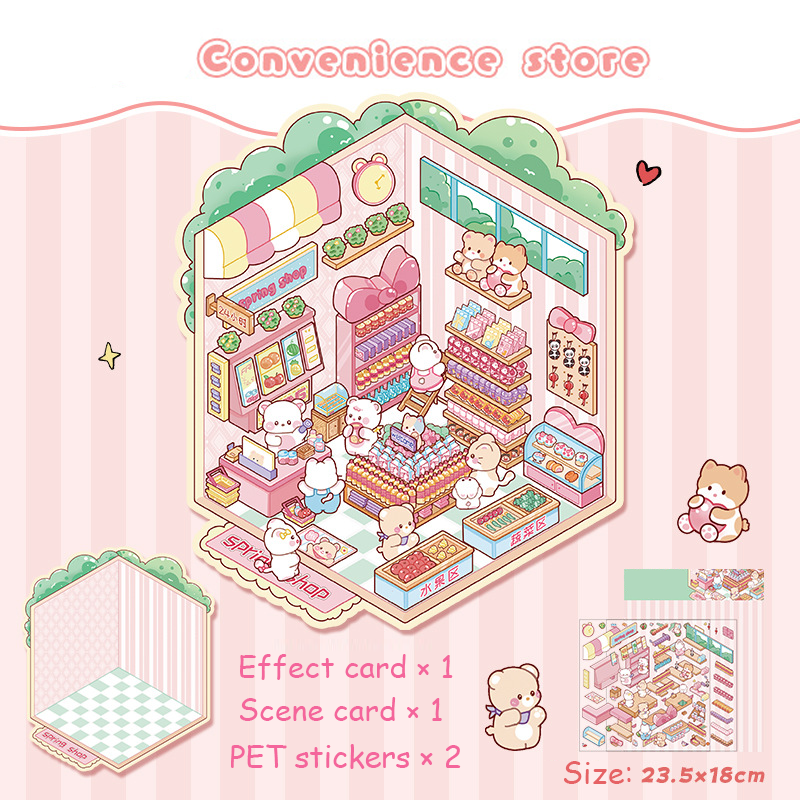 Fresh Bakes & Quick Stops DIY 3D Scene Stickers 2 Lovely Miniature Scenes