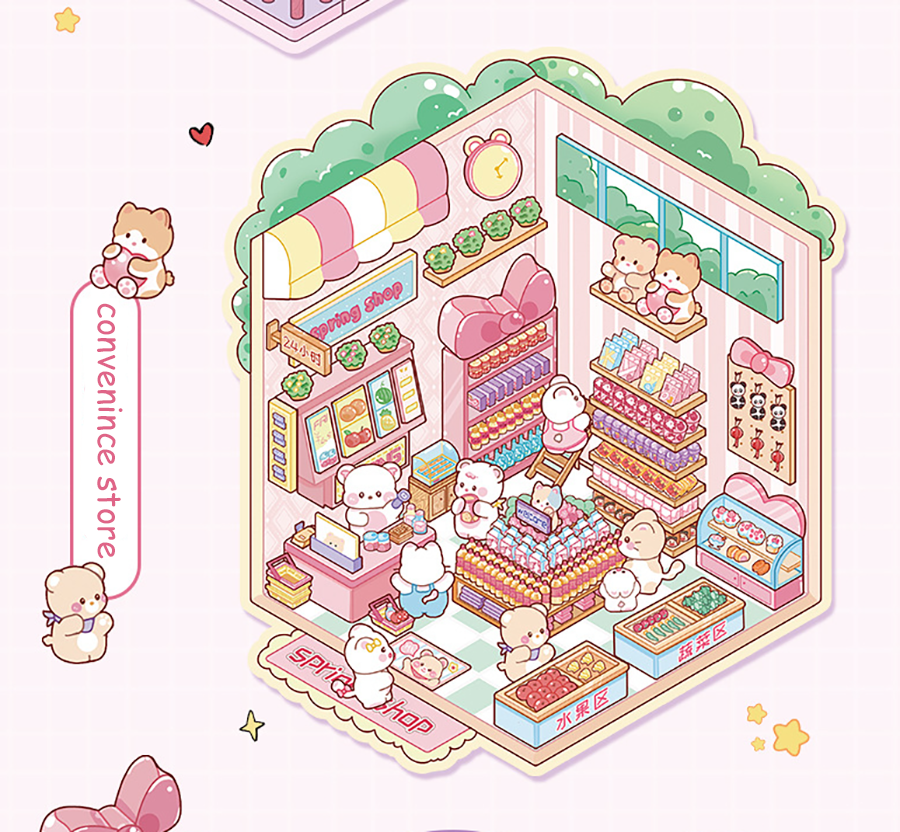 Fresh Bakes & Quick Stops DIY 3D Scene Stickers 2 Lovely Miniature Scenes