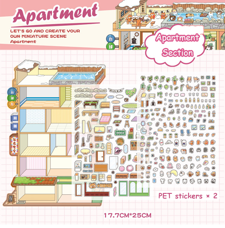 Apartment Theme DIY 3D Scene Stickers 2 Cute Miniature Scenes
