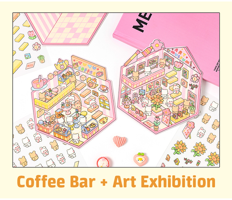 Popular Venues DIY 3D Sticker Collection — 8 Cute Miniature Scenes