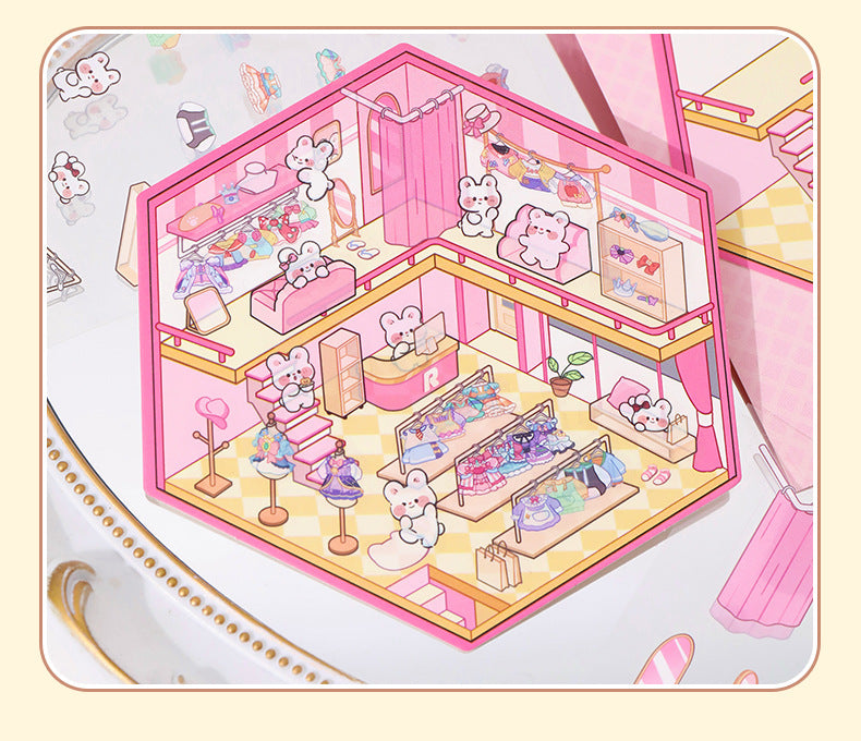 Cute Animals Shop 1.0 DIY 3D Scene Stickers — 4 Cute Miniature Animal Shops