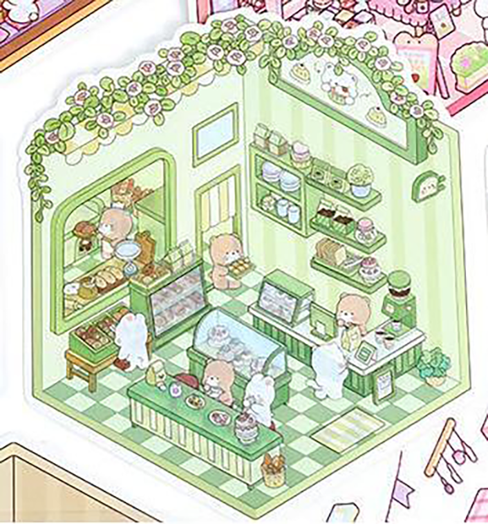 Fresh Bakes & Quick Stops DIY 3D Scene Stickers 2 Lovely Miniature Scenes