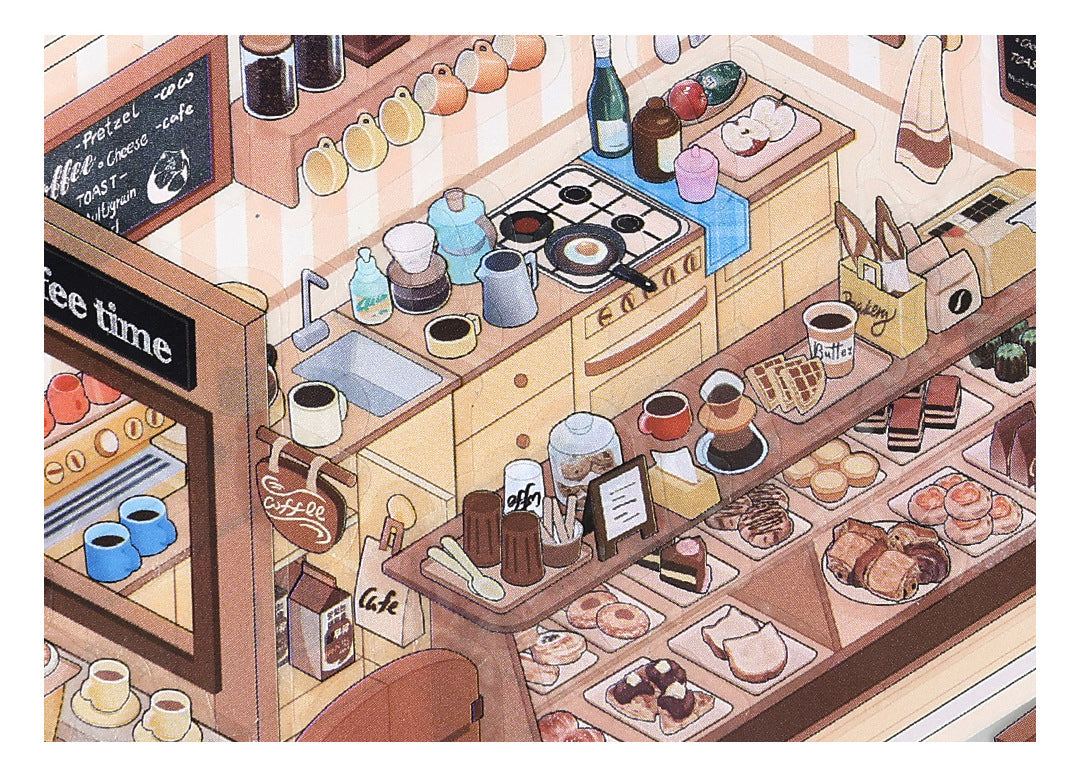Corner Series: Sweet Sip Stay Shop DIY 3D Scene Stickers — 4 Lovely Miniature Shops