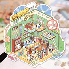 Landscaping indoor DIY 3D Sticker Collection 2 Cute Miniature Scenes- Bedroom Music