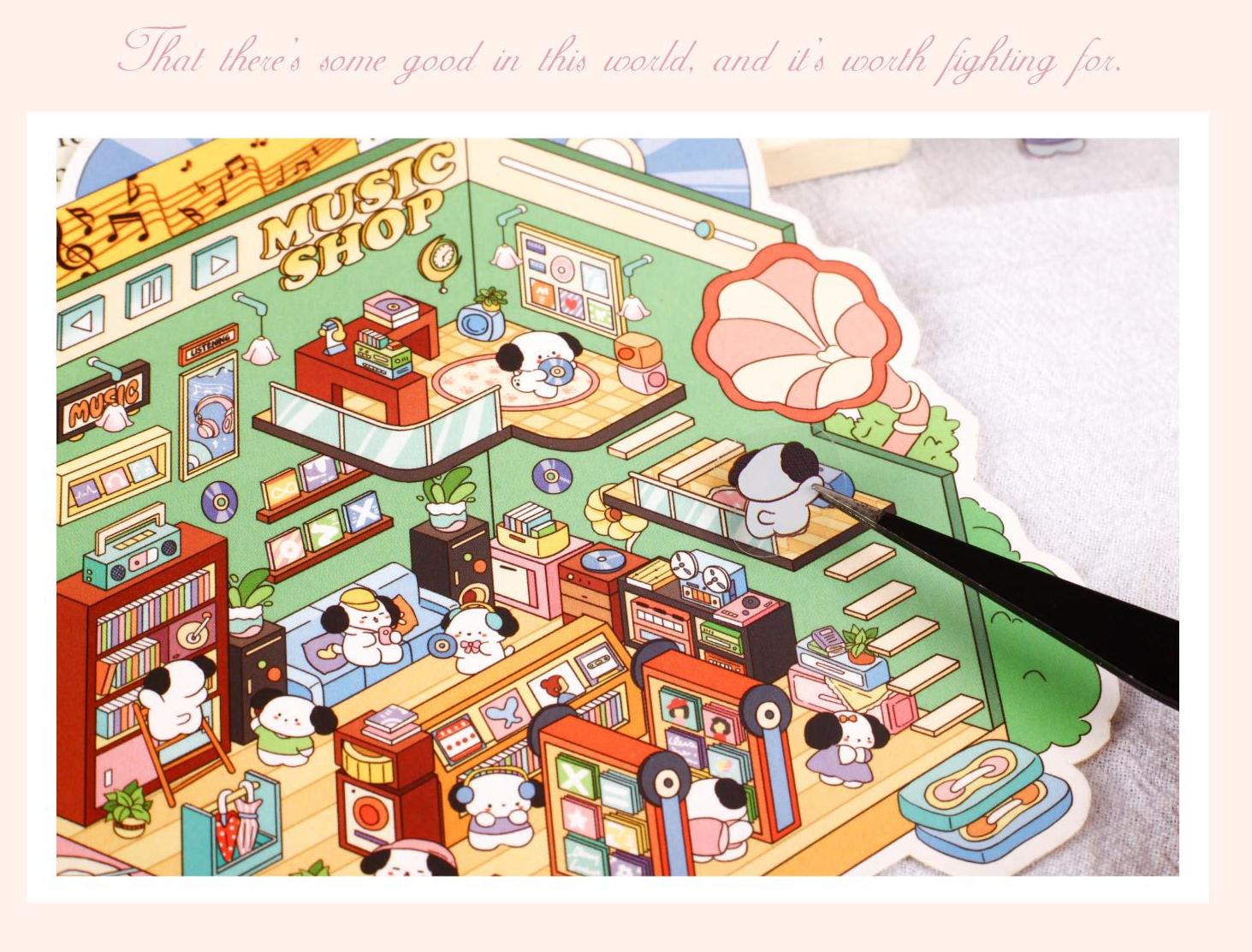 Landscaping indoor DIY 3D Sticker Collection 2 Cute Miniature Scenes- Bedroom Music