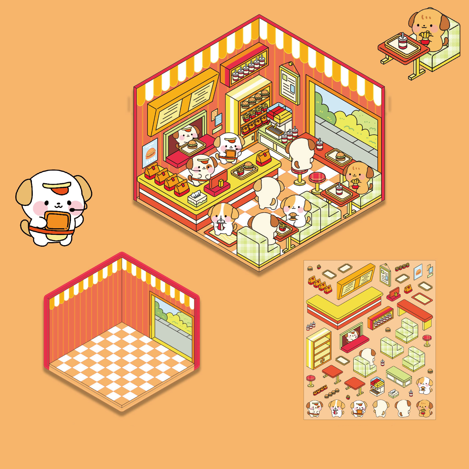 Shop Series DIY 3D Sticker Collection — 14 Cute Miniature Shops