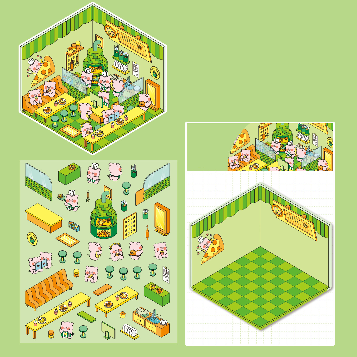 Shop Series DIY 3D Sticker Collection — 14 Cute Miniature Shops
