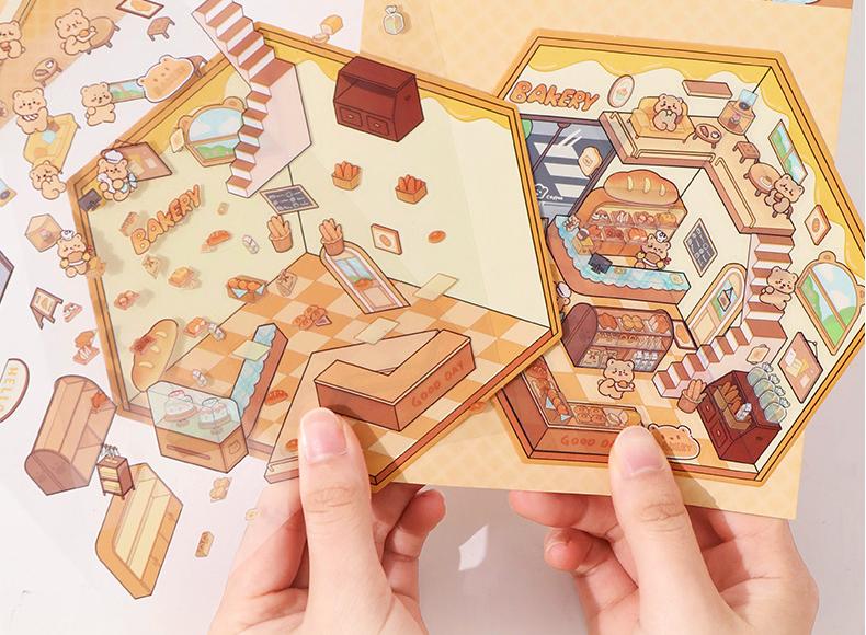 Cute Animals Shop 1.0 DIY 3D Scene Stickers — 4 Cute Miniature Animal Shops