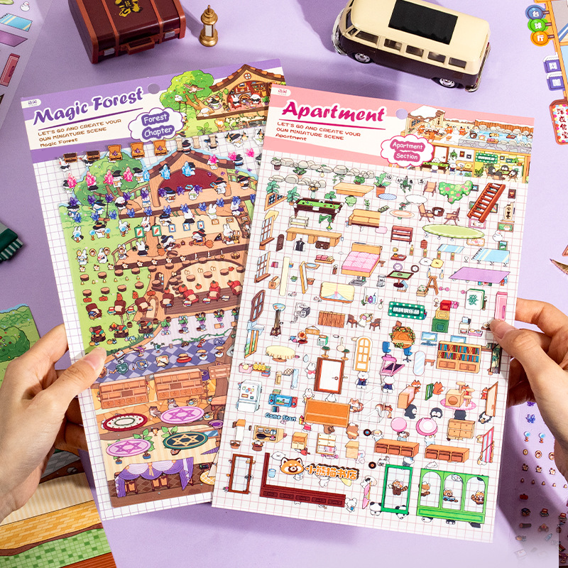 Apartment Theme DIY 3D Scene Stickers 2 Cute Miniature Scenes