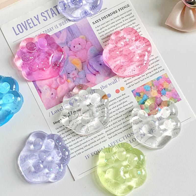 Transparent Glitter Cat Paw Mochi Squishy Toy (Four In One)3