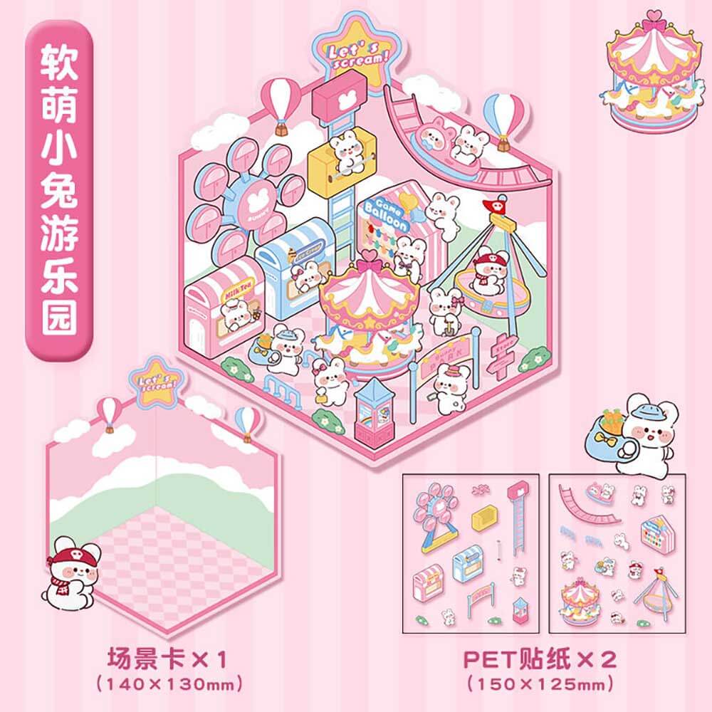 Wonderful Shop DIY 3D Scene Stickers 4 Cute Miniature Scenes-Amusement park