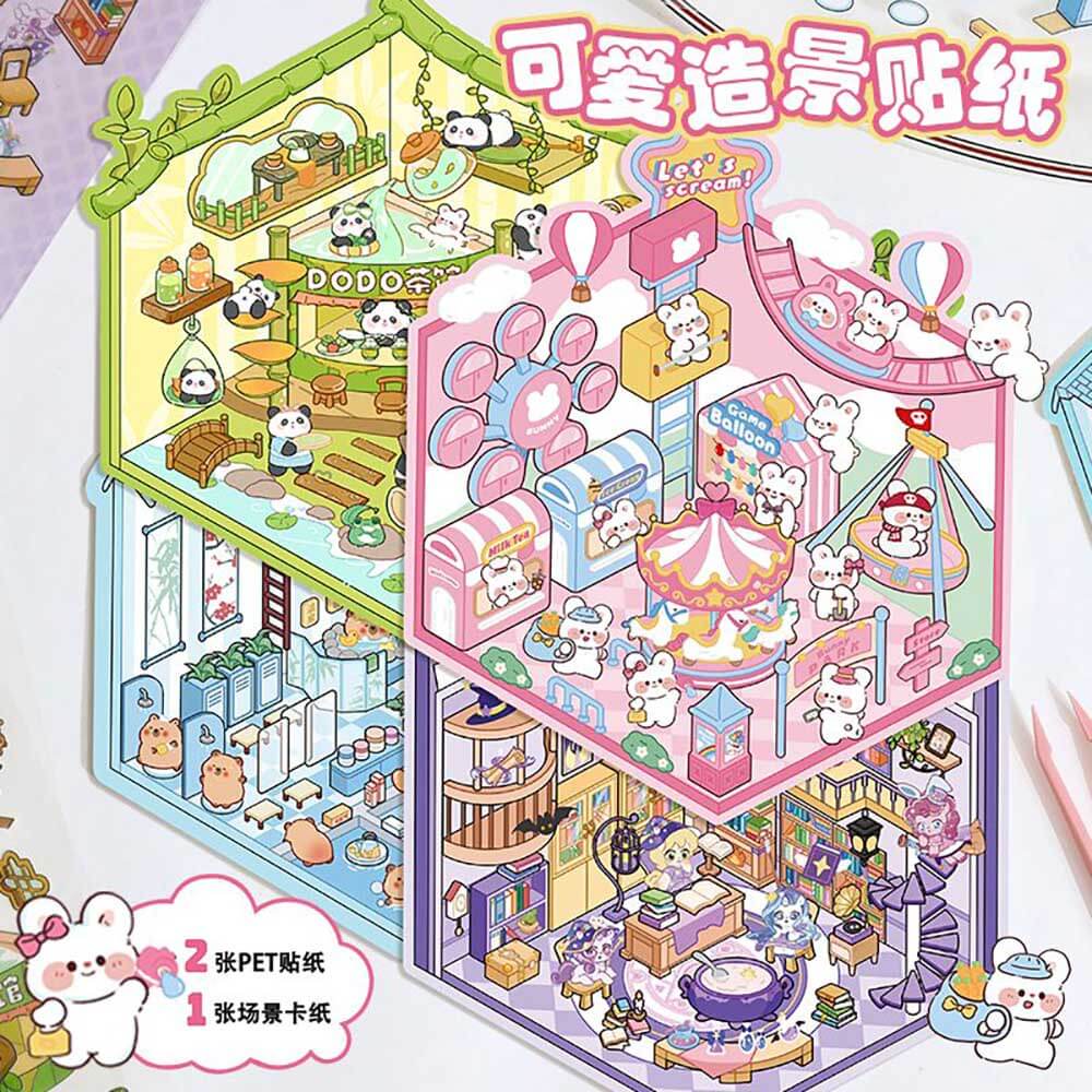 Wonderful Shop DIY 3D Scene Stickers 4 Cute Miniature Scenes-Amusement park