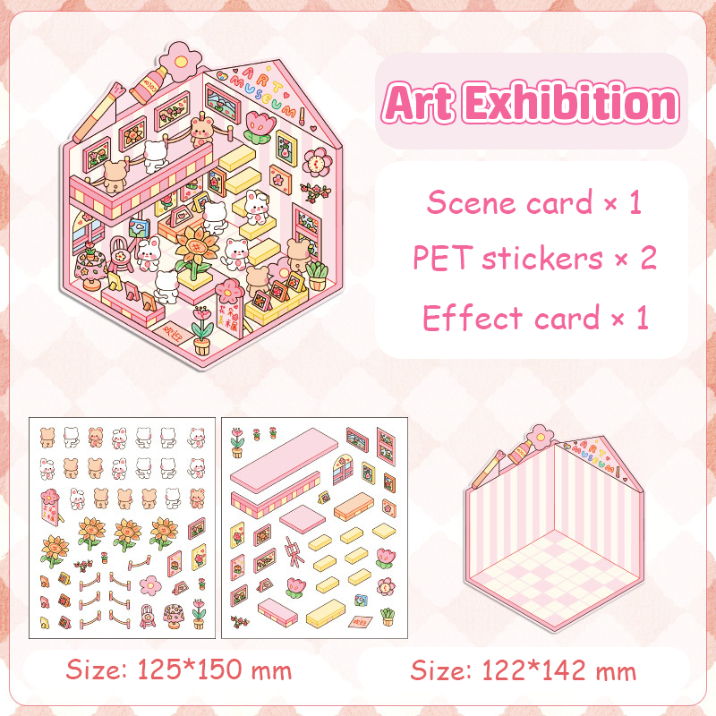 Popular Venues DIY 3D Sticker Collection — 8 Cute Miniature Scenes