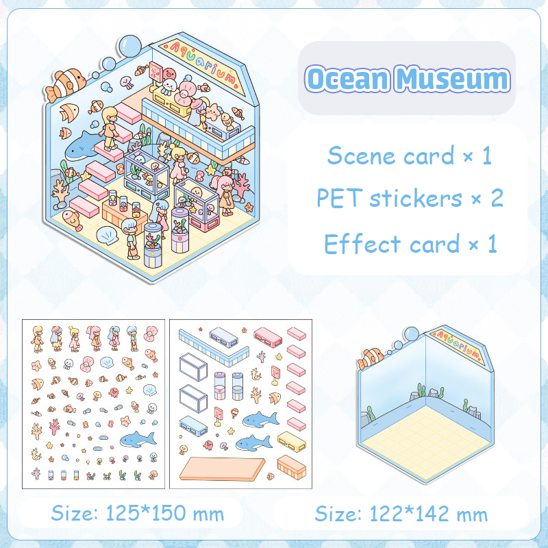 Popular Venues DIY 3D Sticker Collection — 8 Cute Miniature Scenes