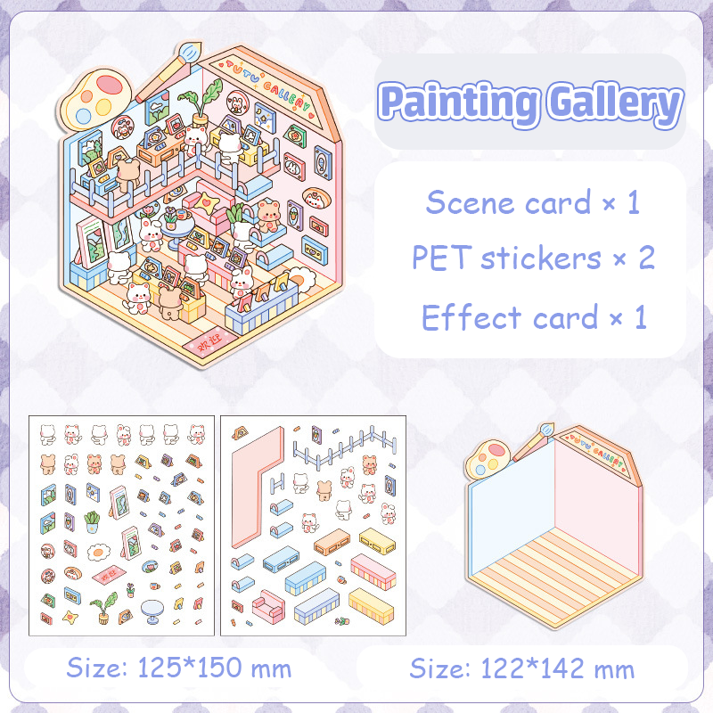 Popular Venues DIY 3D Sticker Collection — 8 Cute Miniature Scenes